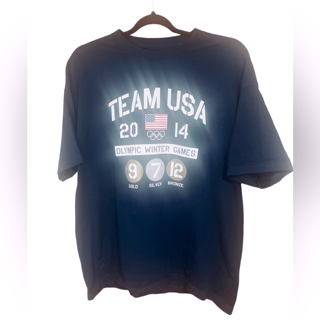 Usa Olympics Short Sleeve TShirt Winter Games 2014 Navy Blue Size Xxl